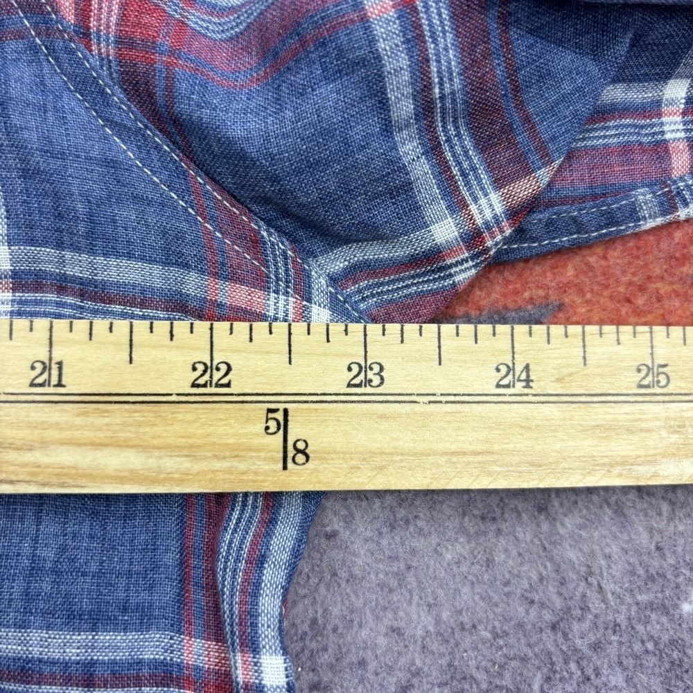 Frank & Eileen Shirt Mens Medium Blue Plaid Luke Linen Long Sleeve Button Up USA - Picture 10 of 12